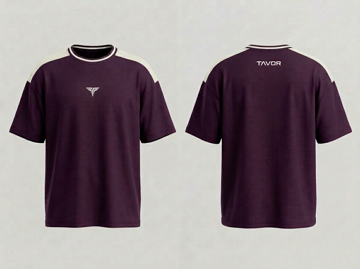 Camiseta Origin vinho, frente e costas